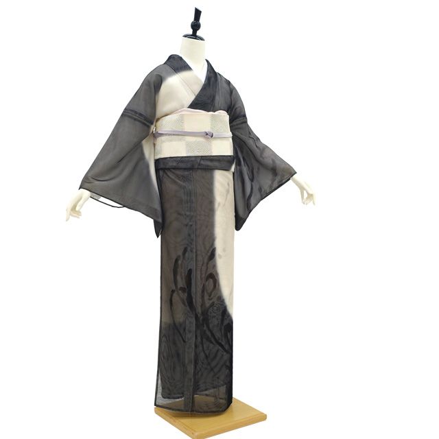中古】 紗袷 訪問着 着物 リサイクル 紗合わせ 金彩加工 手描き