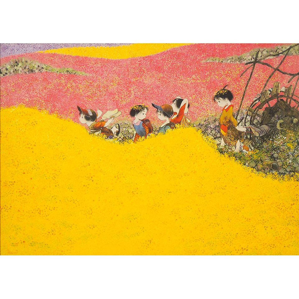 中島潔 「花かずら」 額付き 版画 中島潔 「花かずら」 リトグラフ 額付き 新品 作家直筆