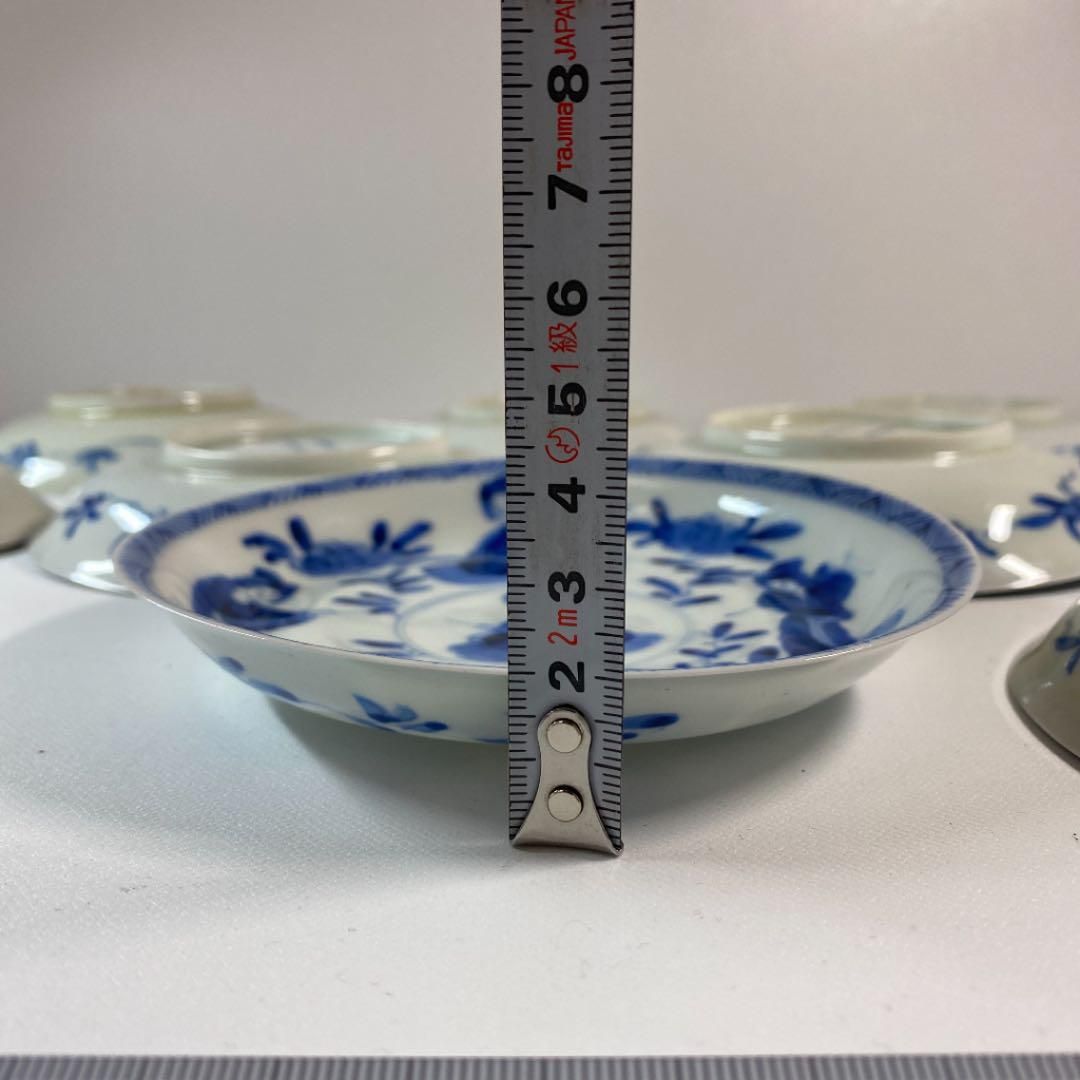 蔵春亭三保平戸上手染付人物画中皿10枚　幅約13.5㎝　東Y5-0417① 蔵春亭三保平戸上手染付人物画中皿10枚 幅約13.5㎝ 東Y5-0417①