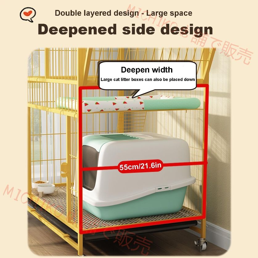 2層金属猫ケージ屋内猫エンクロージャ猫ベビーサークル金属小屋中小猫子猫キティ用