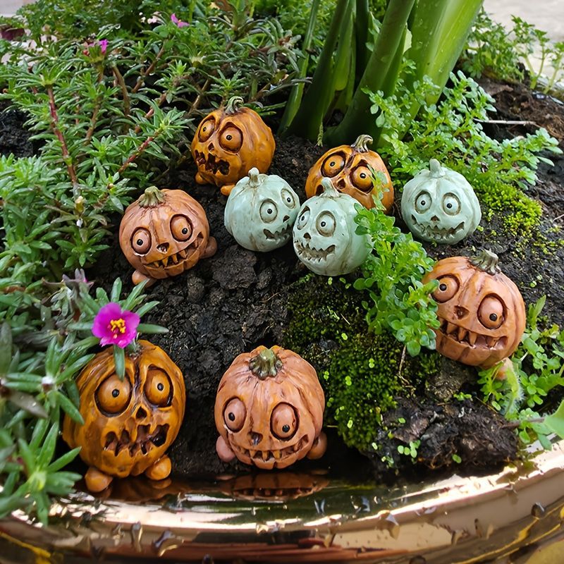 置物 オブジェ ガーデンオーナメント オバケカボチャ 12個セット ハロウィン装飾 イベント 屋外 屋内 室内 インテリア 玄関 リビング ダイニング 装飾 庭 ガーデニング 装飾 ガーデン 可愛い ギフト インテリア用品 贈り物 雑貨 樹脂 鉢植えオブジェ