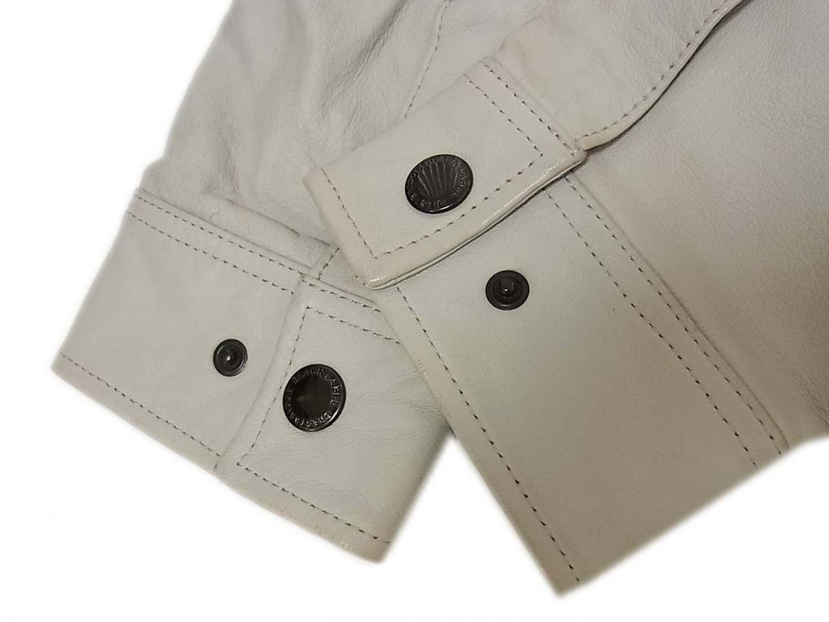 参考定価10万 BLACK LABEL CRESTBRIDGE レザー ジップアップ パーカージャケット グレー ブラックレーベル クレストブリッジ メンズ KANDAIZUMI_COM