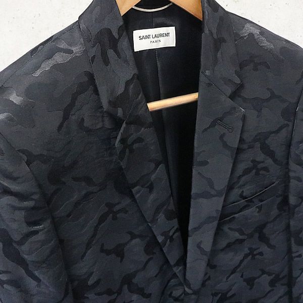 銀座店 サンローランパリ2Bテーラードジャケットカモフラsize48 91412