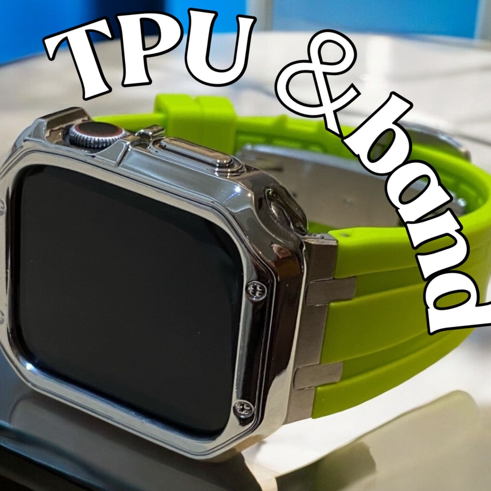 シームグリーン アップルウォッチ ラバーベルト Apple Watch ケース カバー 1～9 ultra ウルトラ 38mm 40mm 41mm 42mm 44mm 45mm 49mm Apple Watch バンド