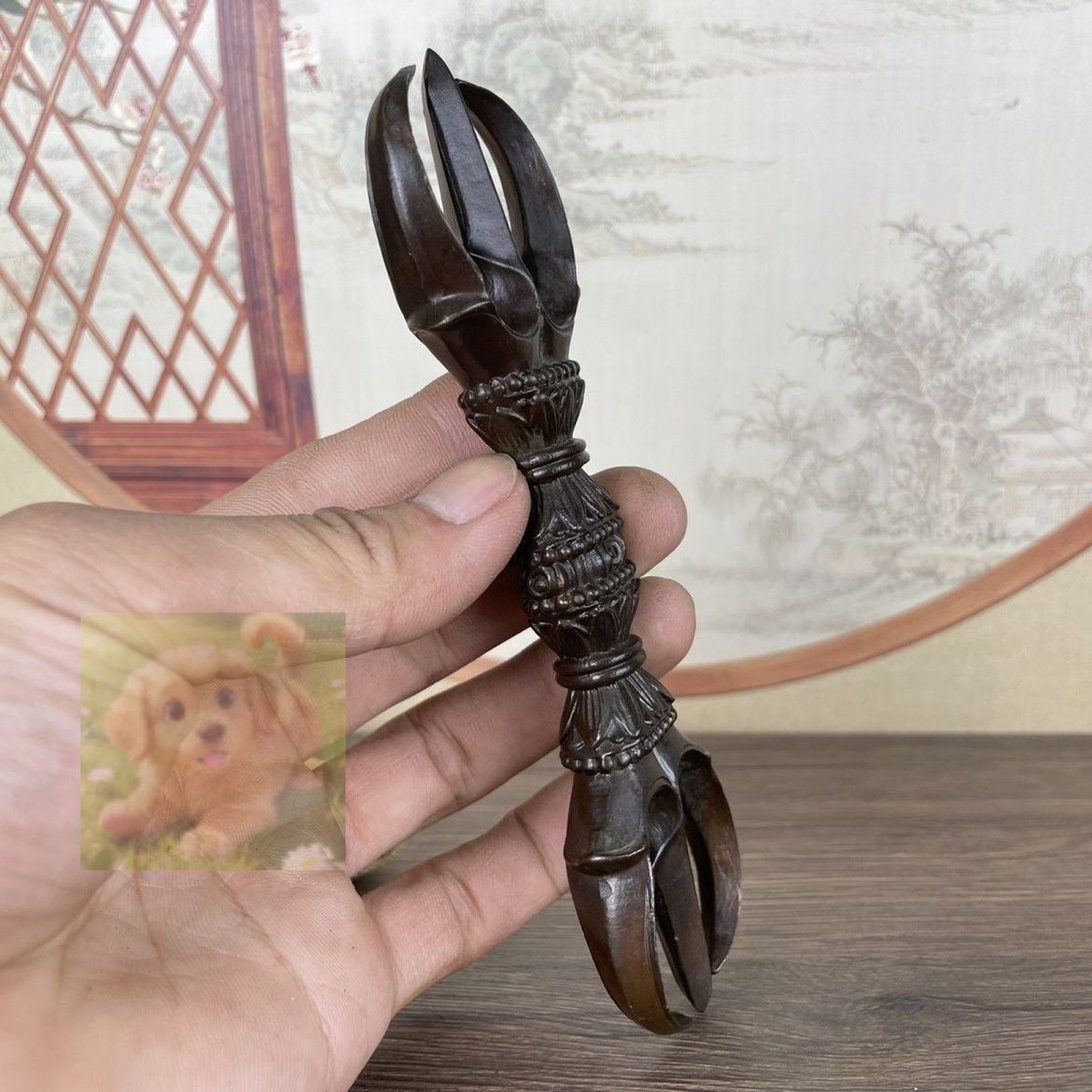 【修縁堂】寺院用仏具 鬼面三鈷杵 バジュラ希少vajra 密教法具古美術品 修縁堂】密教法具 三鈷杵 金剛杵 仏具法器 真鍮 vajra13cm Amazon.