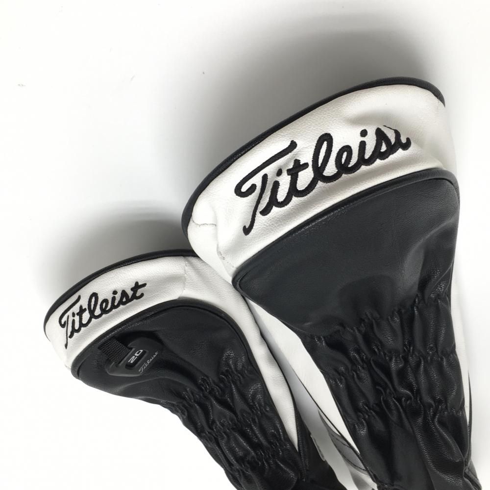 超美品】タイトリスト ヘッドカバー2点セット（DR UT）白×黒 ロゴ刺しゅうゴルフ TITLEIST - メルカリ