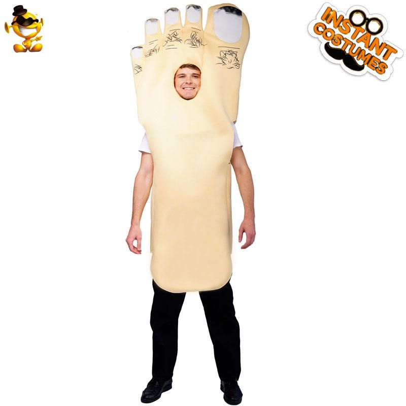 新しいスタイルの面白い足の親指ジャンプスーツハロウィーンパーティーファンシードレス面白いマスコット大人のための足の親指の衣装