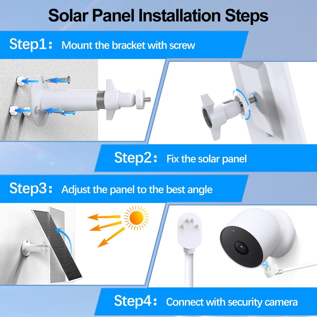 お買い得品 Google Nestカメラ用ソーラーパネル、アップグレードされた