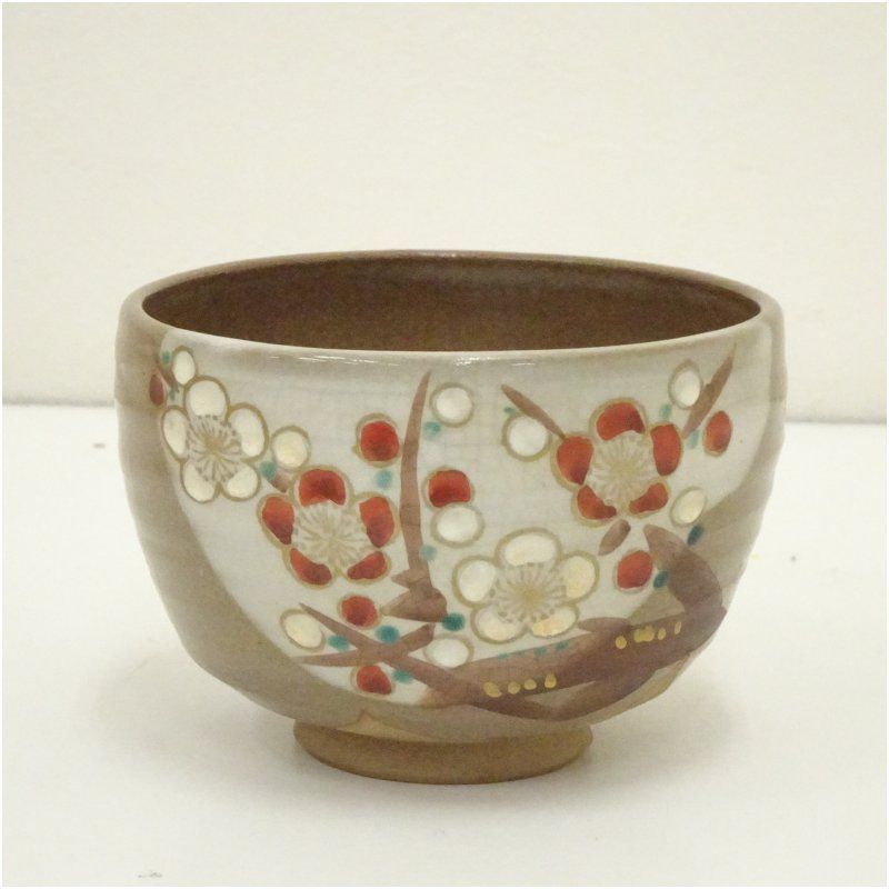 骨董 アンティーク 丸山焼 犬山焼 紅葉 もみじ 茶碗 抹茶碗 乾山