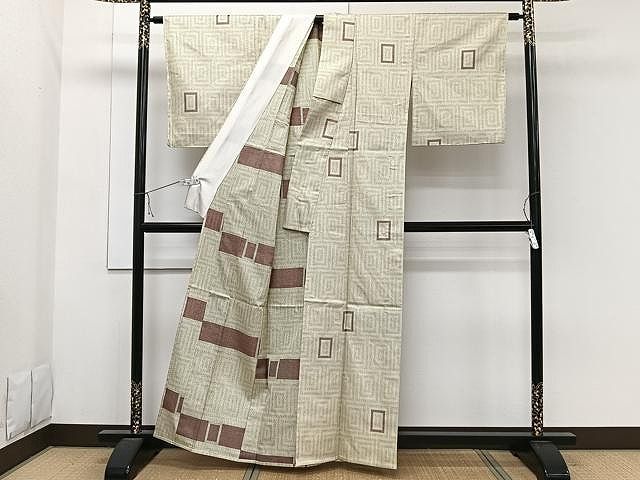 平和屋着物▽生紬 単衣 籬草花文 正絹 逸品 CAAV9183gh