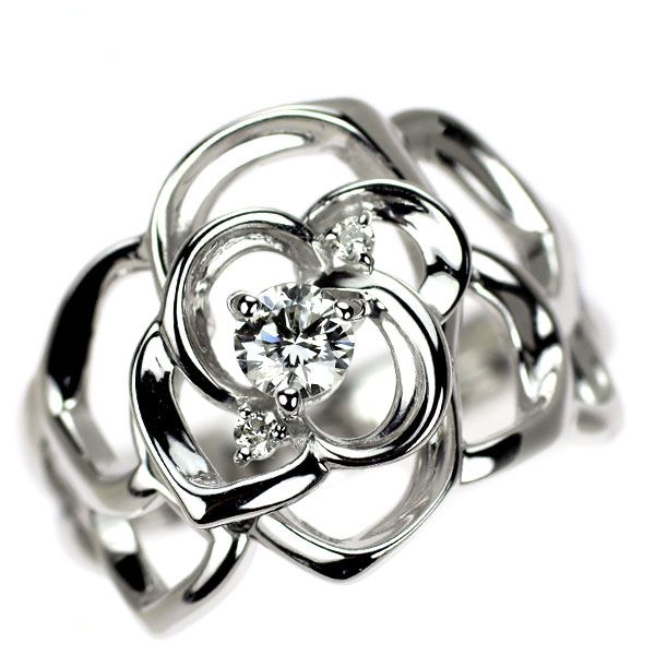 K18WG ダイヤモンド リング 0.22ct 薔薇 フラワー - メルカリ 