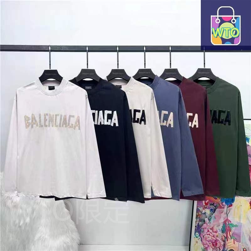 バレンシアガ★23SS ダメージ加工テープロゴカットソー ロングスリーブTシャツ バレンシアガ☆23SS ダメージ加工テープロゴカットソー ロング