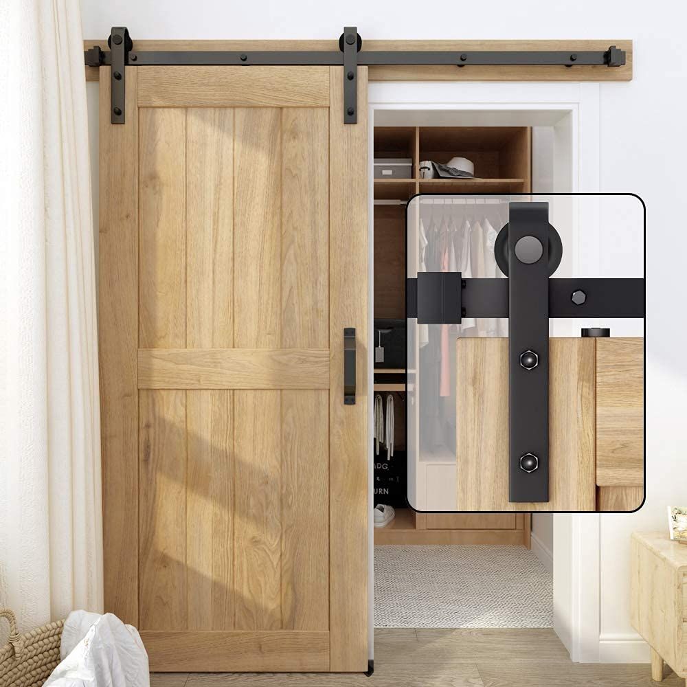 ZEKOO 吊り引き戸レール バーンドア金具 引き扉 7.5 FT 2.30メートル トラックレール 引き違いドア 室内ドア リフォームドア DIY 建具金物 2段式 シングルドア