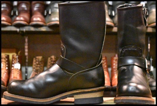 7D PT91プリント 96年 レッドウィング 2268 エンジニア 黒 ブラッククローム スチールトゥ ブーツ redwing HOPESMORE FI320