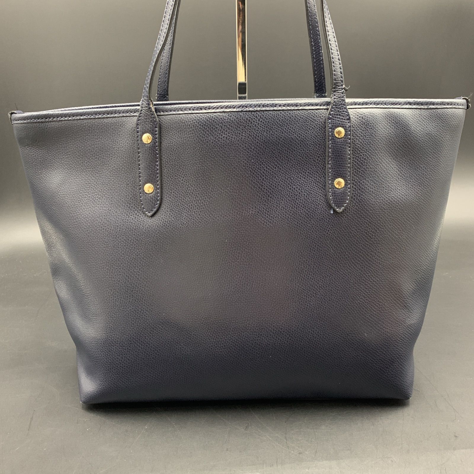 85 COACH コーチ レザー トートバッグ 36875 ネイビー レディース