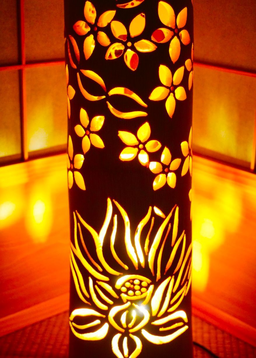 ◇全面彫◇竹あかり・竹灯り・竹灯籠・竹灯篭・竹ランプ ～～ ☆絶華