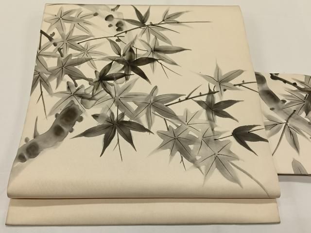 平和屋着物●塩瀬　九寸名古屋帯　作家物　手描き　薔薇　バラ　正絹　逸品　DAAZ4208cm 平和屋着物○塩瀬 九寸名古屋帯 作家物 手描き 薔薇 バラ 正絹 逸品