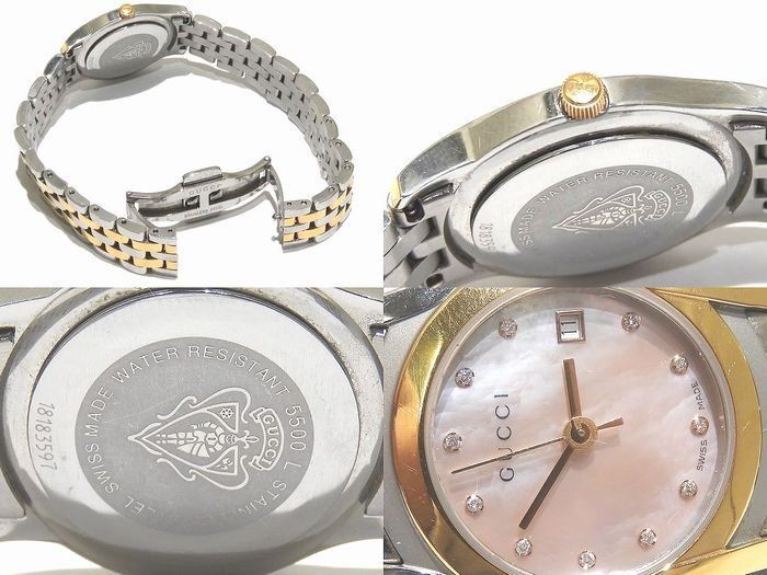 まだ美品 GUCCI グッチ 5500L レディース クォーツ 時計 ☆ 11Pダイヤ