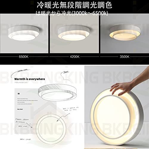 ホワイト_直径40cm 約2.5kg 4-8畳 24W（引っ掛対応 工事不要） LED