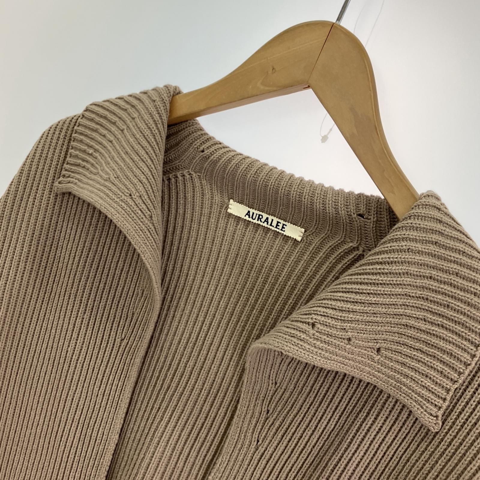 AURALEE 20AW SUPER FINE WOOL RIB KNIT CARDIGAN 4 ベージュ