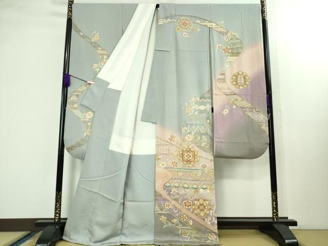 平和屋本店 上 中国三大刺繍 スワトウ刺繍 汕頭刺繍 総刺繍 振袖 正倉院花文 暈し染め 金糸 DZAB1407kh5