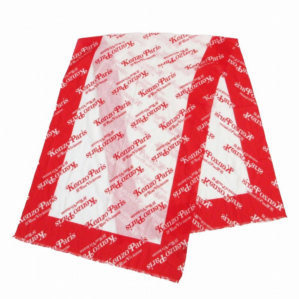 KENZO Verdy FE58EU720PED Men Scarf Red ケンゾー ヴェルディ ロゴプリントスカーフ レッド ホワイト メンズ