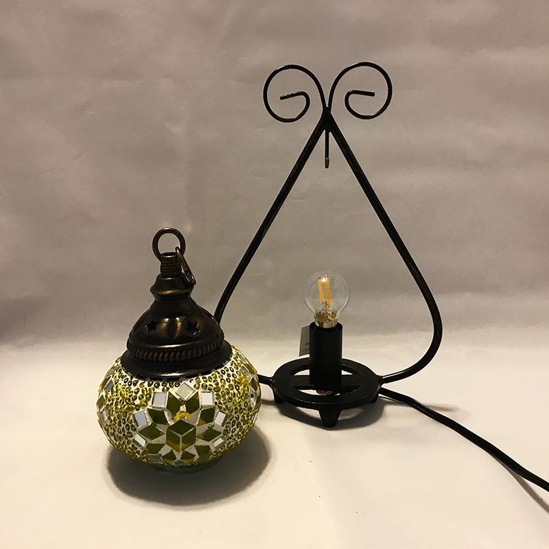 ガラス玉選べる】トルコランプSサイズ 人気 卓上ラウンド型 モザイク