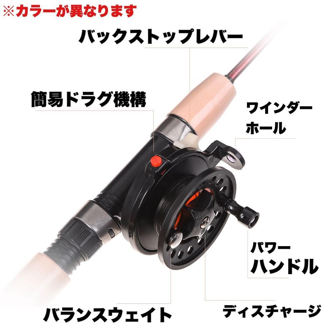 コンパクトロッド 短竿 黒 2本セット 62cm リール付き 穴釣り