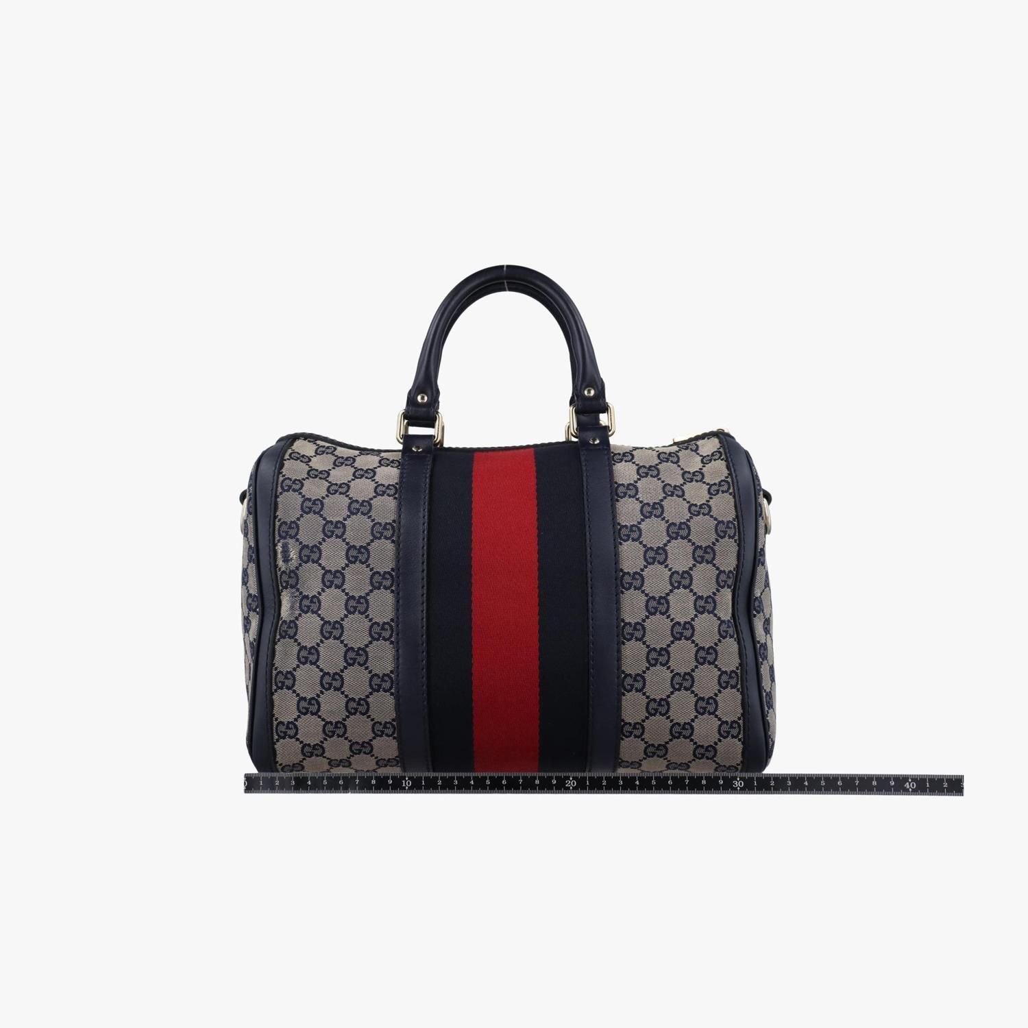 グッチ Gucci ボストンバッグ レディース シェリーライン ボストン ネイビー キャンバス×レザー 247205 525040