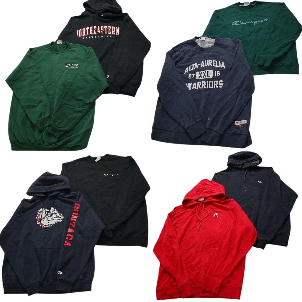 古着卸 まとめ売り チャンピオン Champion スウェット 8枚セット メンズ XL フーディー 三段ロゴ アームロゴ 古着 NC3908