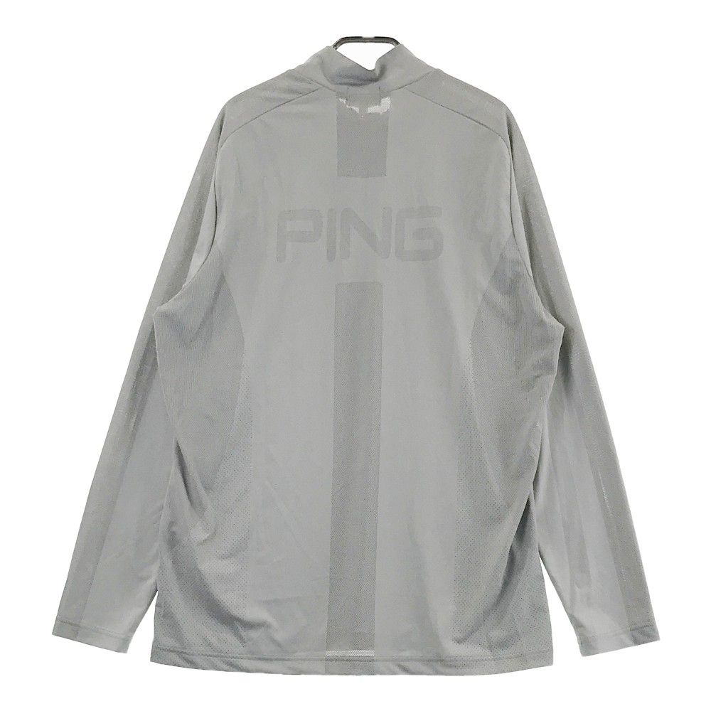 サイズ：LL PING ピン 2025年モデル ハイネック 長袖Tシャツ  グレー系 [240101428218] ゴルフウェア メンズ ストスト サイズ：LL PING ピン 2025年モデル ハイネック 長袖Tシャツ