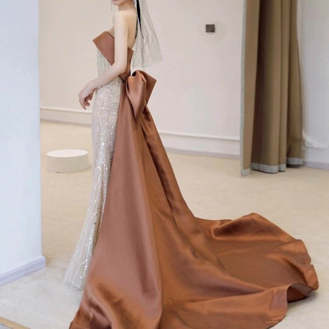 大き目リボンがオシャレなベア ロングイブニングドレス♩.• 大き目リボンがオシャレなベア ロングイブニングドレス