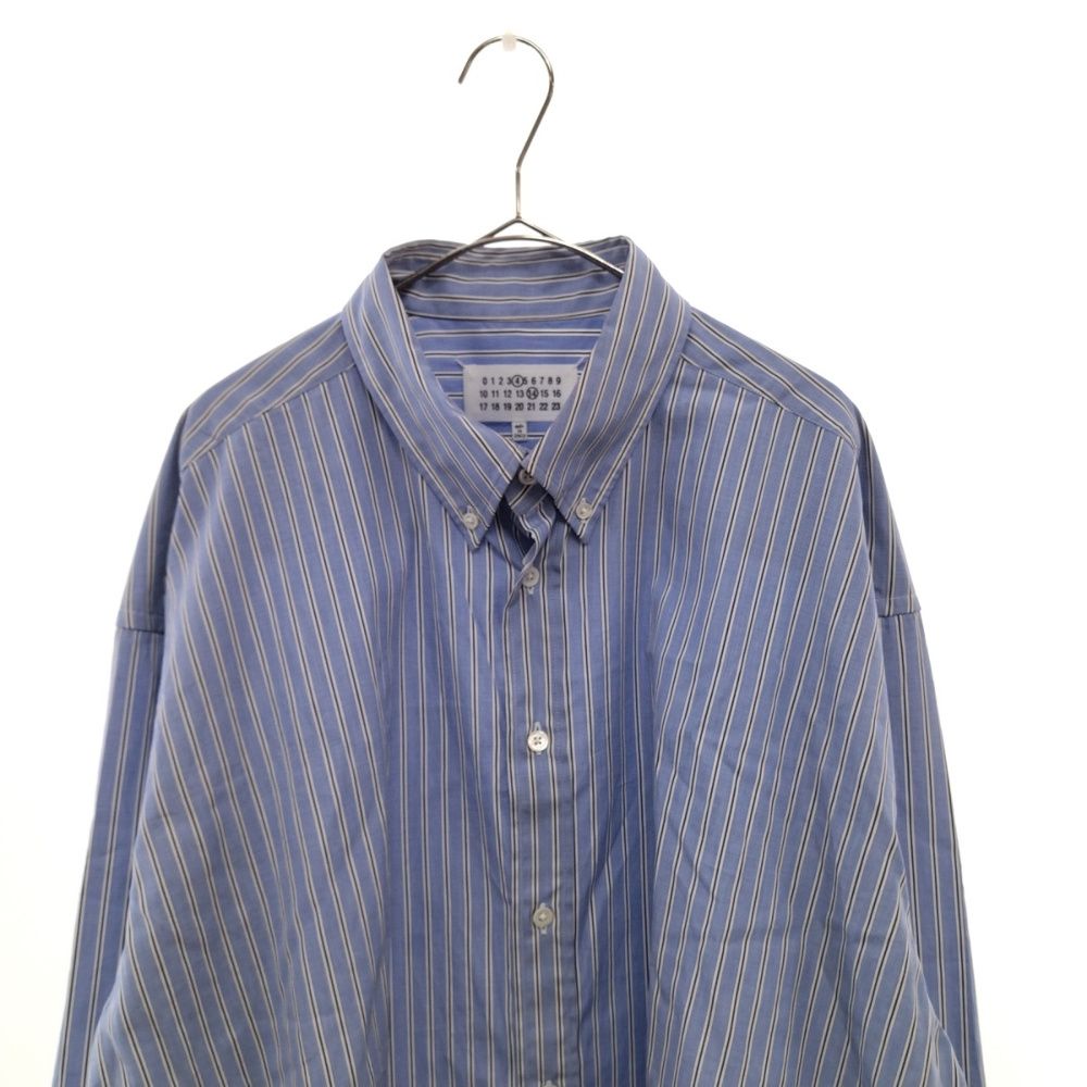 Maison Margiela (メゾンマルジェラ) 22AW LONG SHIRT CLASSIC STRIPE OVER FIT BLUE  STRIPES オーバーサイズ ストライプ ボタンダウンシャツ ブルー SI1DL0002