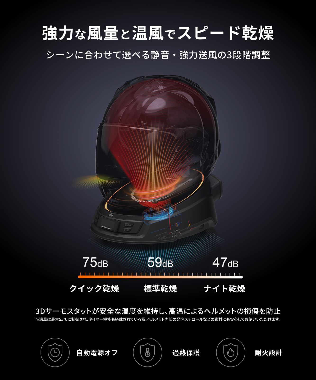 Doctor Helmet カエディア　ヘルメットドライヤー kaedearの新商品ヘルメットドライヤーDr.Helmet（ドクター