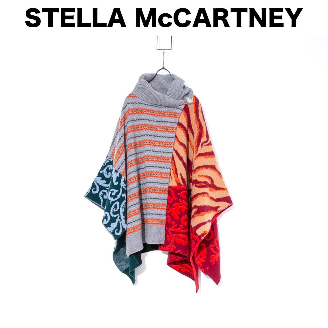 極美品☆ステラマッカートニー☆ロゴ入りポンチョ☆ウールお素材