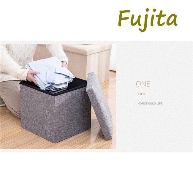 収納スツール大容量折りたたみ座れる収納ボックス ペンチオットマン綿麻布製椅子クッションフタ付きチェアツールボックス