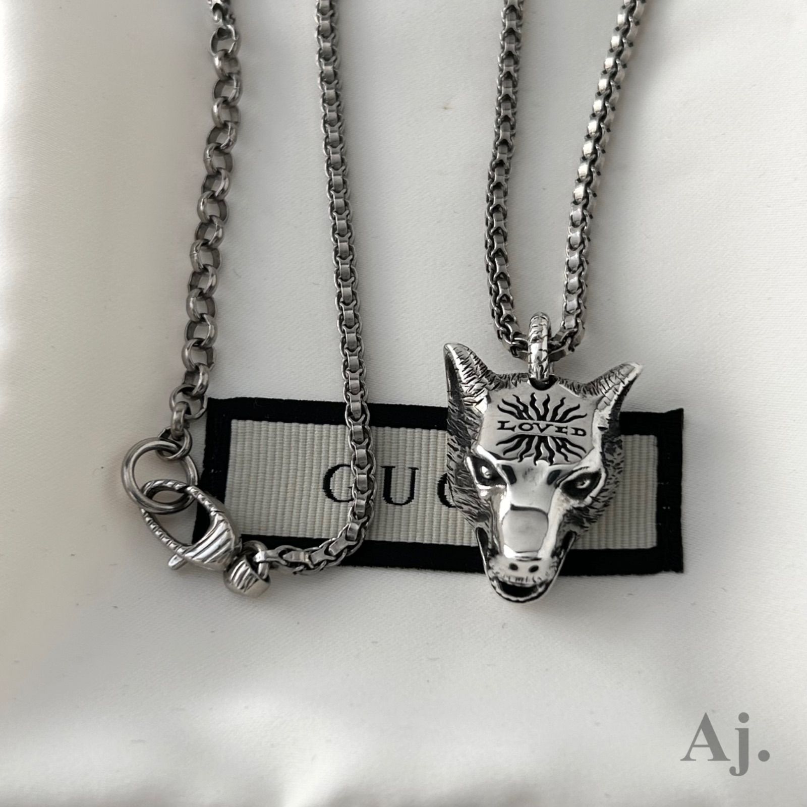 GUCCI ネックレス　ウルフ　トップのみ グッチ チェーン ネックレス アンガーフォレスト ウルフヘッド