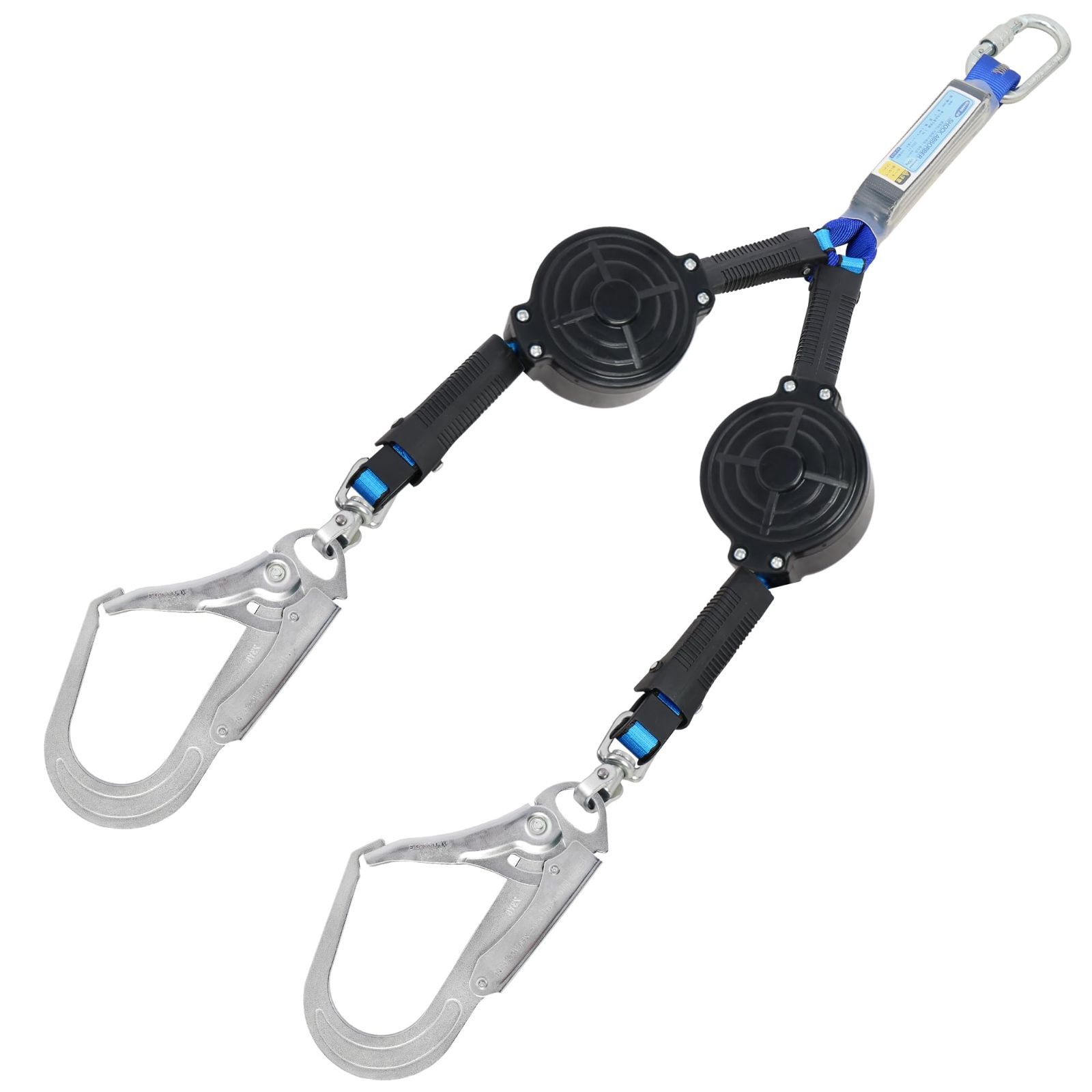 新着商品 UIANSP 新規 全帯 フルハーネス用ダブルランヤード ２本 兼用ランヤード 巻取り式 フルハーネス型 ランヤード 墜落制止用器具 安全帯