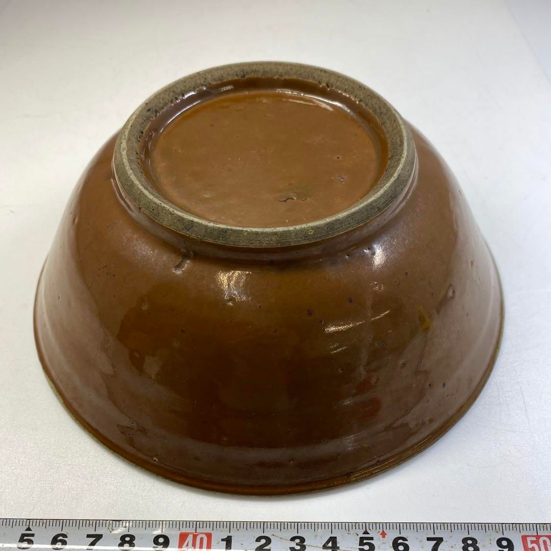 中国清時代　柿釉鉢　直径18.6㎝　東Y6-0722③タトチ 中国清時代 柿釉鉢 直径18.6㎝ 東Y6-0722③タトチ