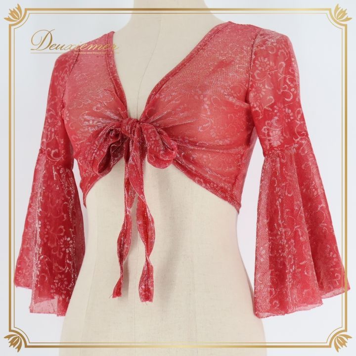 フラメンコ 衣装 ブラウス トップス レッスン 練習着 レッド系 赤