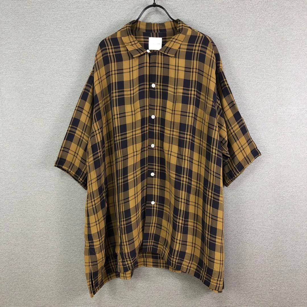 TOUJOURS チェック ビッグ ショートスリーブ シャツ 2 ブラウン トゥジュー