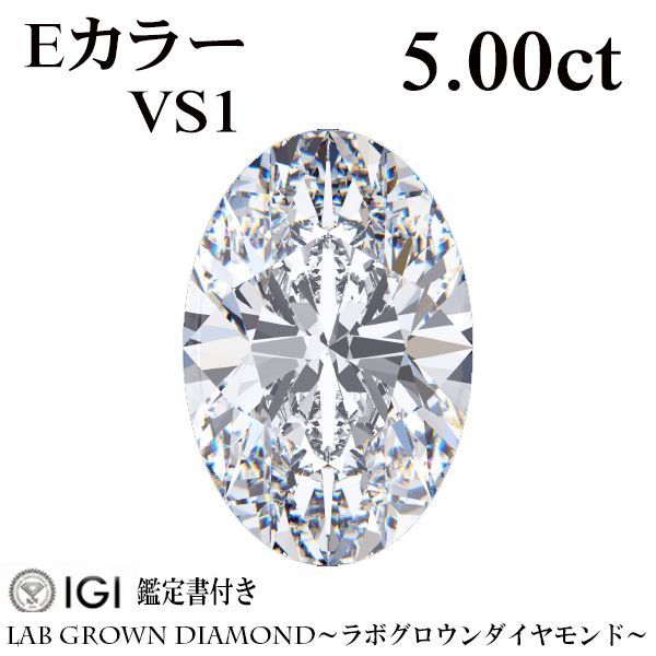 5ct E-VS1 オーバルラボグロウンダイヤモンド 指輪 プラチナ950 ラボグロウンダイヤモンド オーバル/ラディアンカット リング