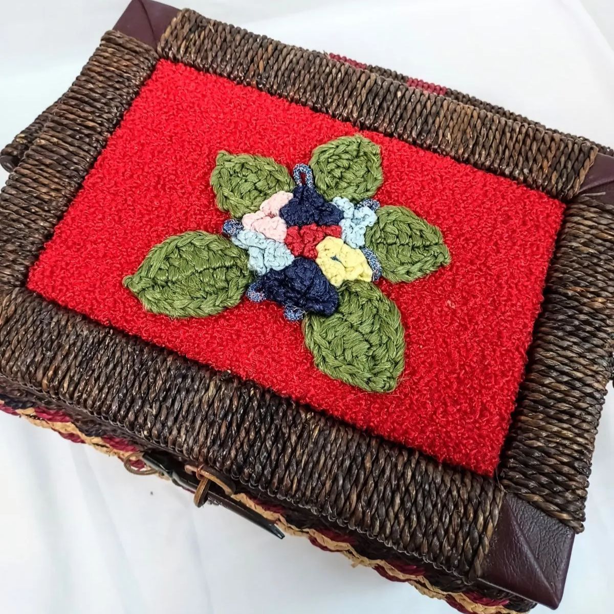 昭和レトロ 裁縫箱 ソーイングバスケット お針箱 内トレー付き 《NO