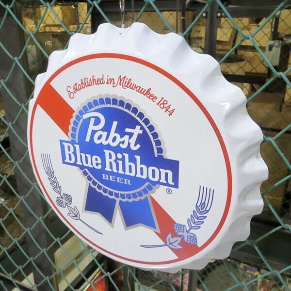 ボトルキャップ メタルサイン Pabst Blue Ribbon パブスト ブリキ看板 アメリカン雑貨