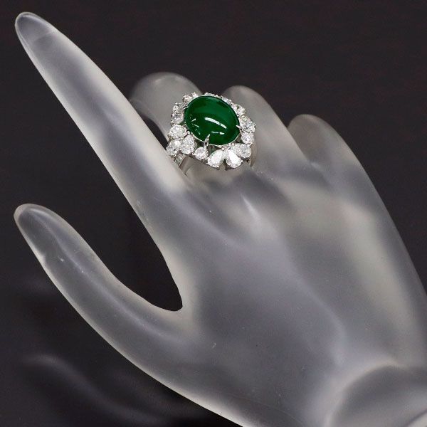 pt900翡翠ダイヤ指輪 HA Pt900 指輪 翡翠 ヒスイ 1.89ct ダイヤモンドリング 0.52ct 16号