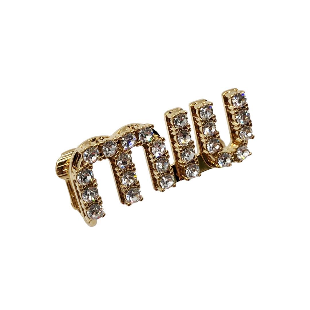 ♪06173 MIU MIU クリスタル ロゴ ピアス 5J0760 - メルカリ