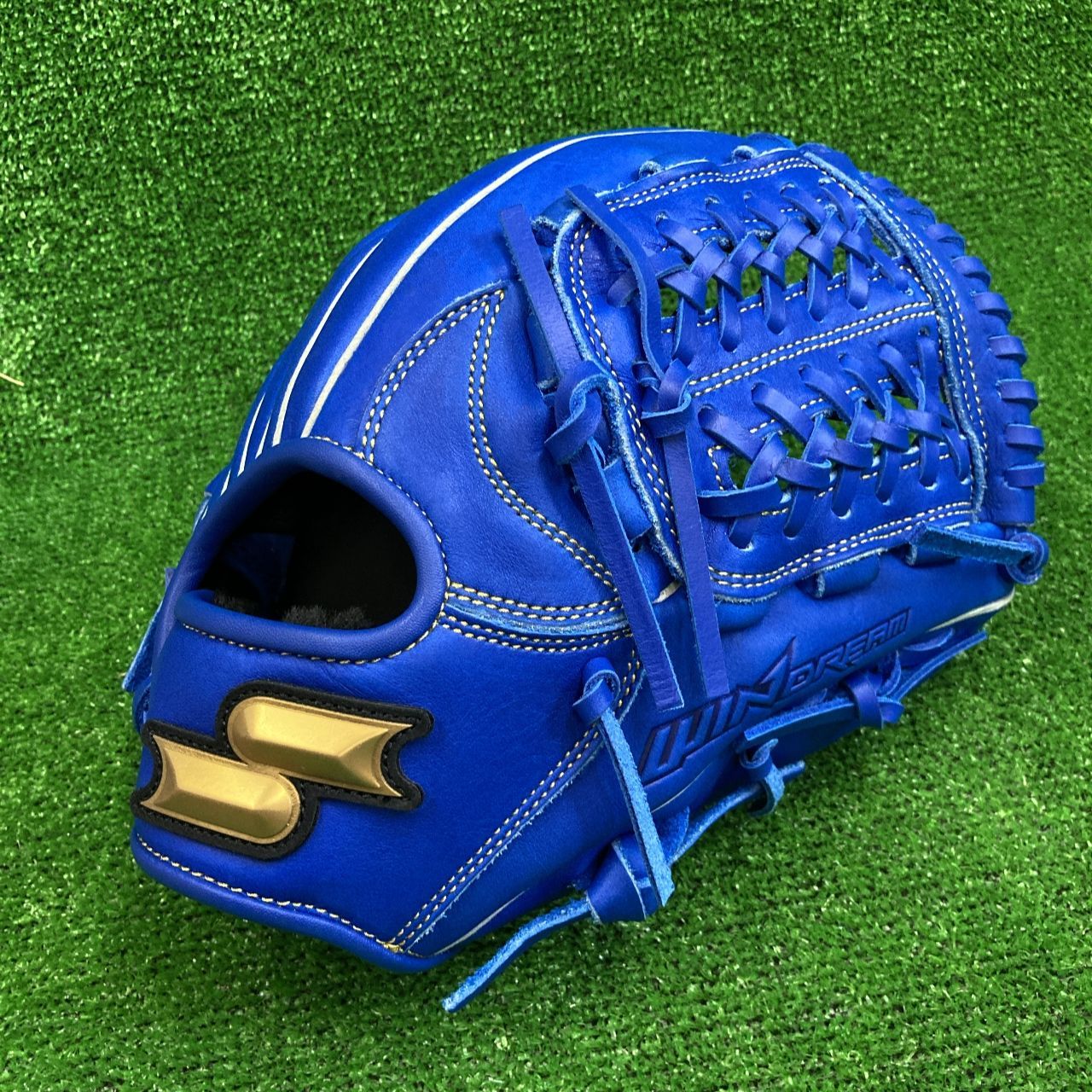 SSK 少年軟式用グラブ ブルー サイズL オールラウンド用 WJG424 天然皮革製