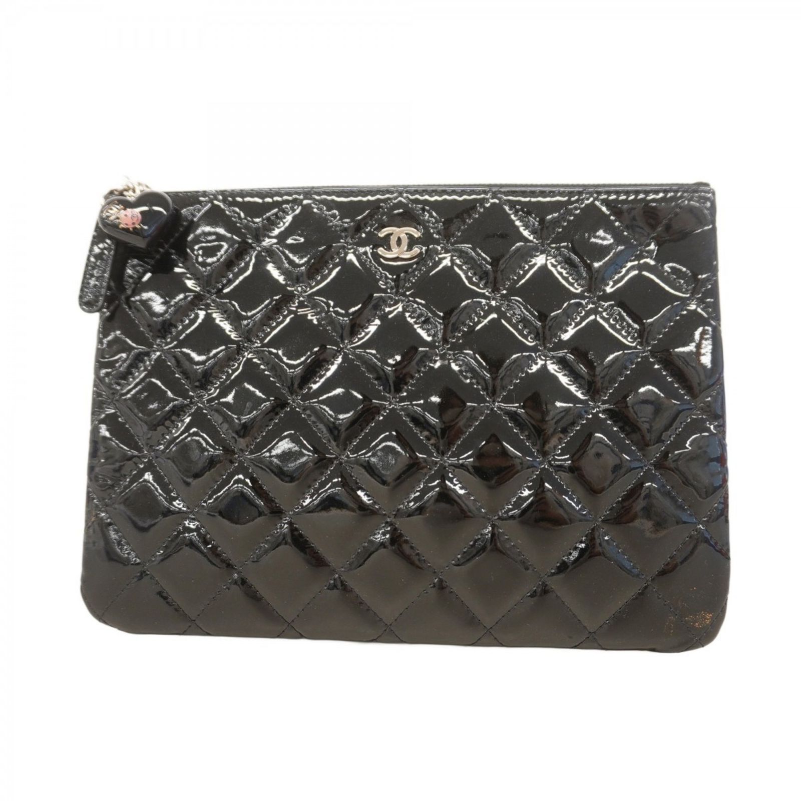 シャネル Chanel シャネル クラッチバッグ マトラッセ パテントレザー ブラック レディース