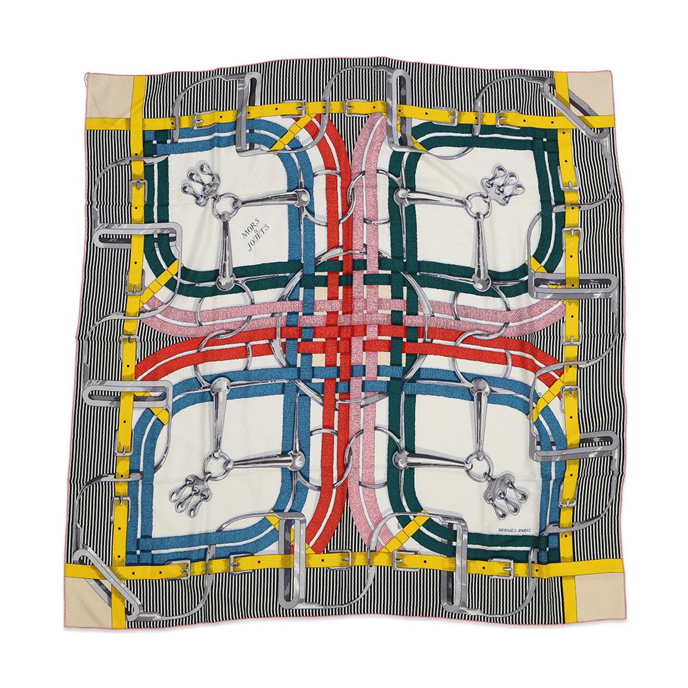 未使用 エルメス Hermes カシミヤシルク140 Mors a Jouets