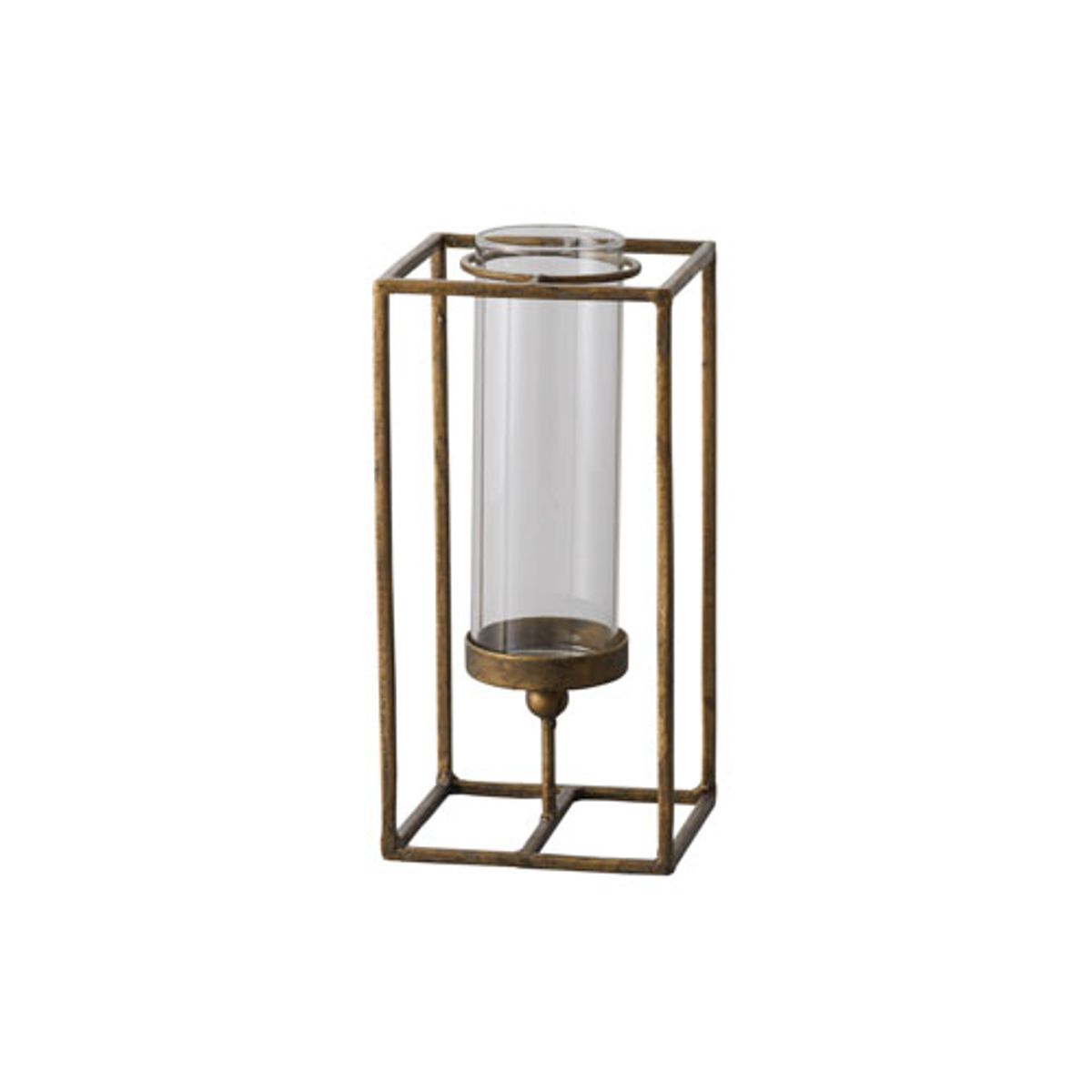 花瓶 Norns ノルン 10×高さ21cm フラワーベース （ 花ビン 花びん 花器 ベース ガラスベース フラワー 花 飾る ヴィンテージ風 インダストリアル風 無骨 花入れ ガラス ガラス製 鉄製 ハンドメイ